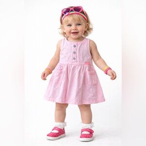 Vintage‎ Oshkosh b’gosh pink pinstriped dress size 12 months